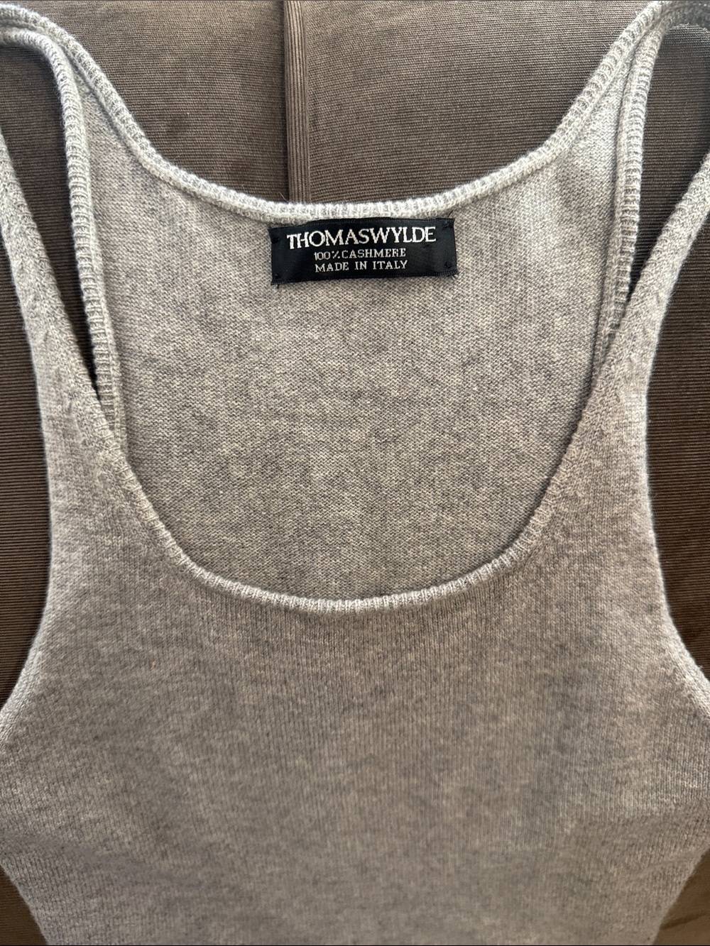 Thomas Wylde Gray Cashmere Scoop Neck Tank